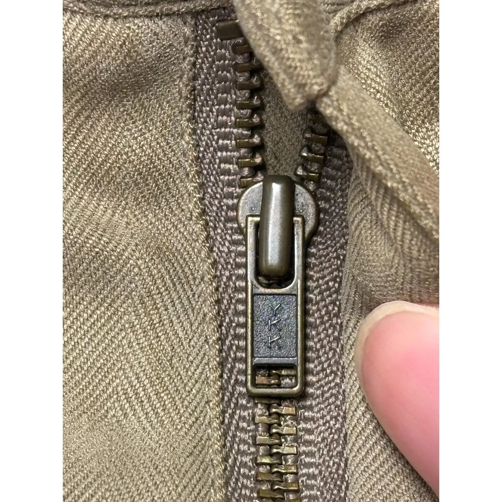 Tommy Bahama 100% Silk Pleated Herringbone Trousers Mens 35X27 Khaki Cuffed Wide